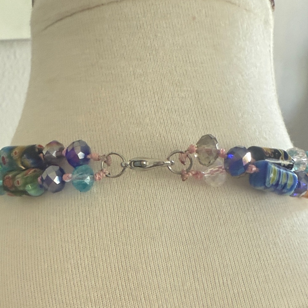 Vintage Multi-Color Murano Style Knotted Glass Beaded Necklace - Picture 3 of 4
